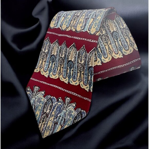 Oscar De La Renta Silk Neck Tie Couture Collection Ornate Abstract Pattern USA - Picture 1 of 9